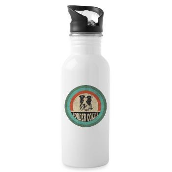 Border Collie Vintage - Gourde avec paille intégrée - blanc - Droite
