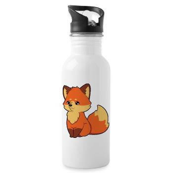 Fuchs - Trinkflasche mit integriertem Trinkhalm - Weiß - Rechts