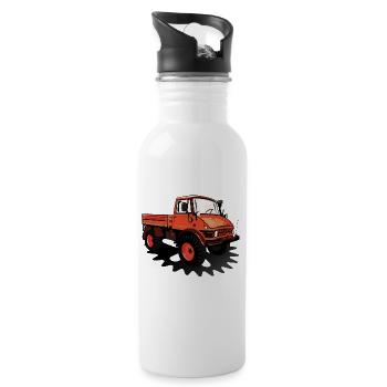 Unimog - Oldtimer - Offroad - Universal motor device - Water bottle with straw - white - Right