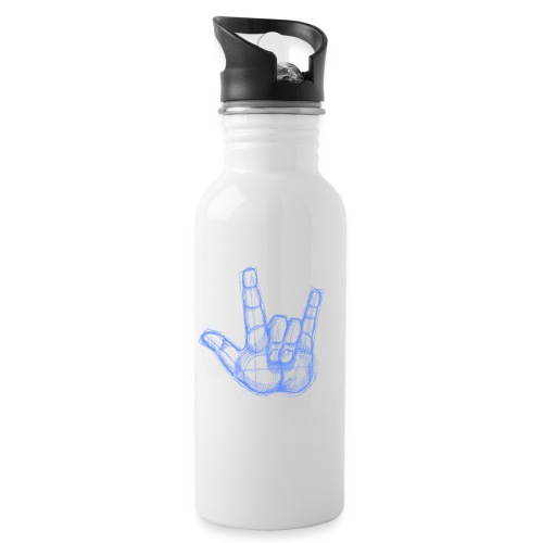 Sketchhand ILY - Trinkflasche mit integriertem Trinkhalm