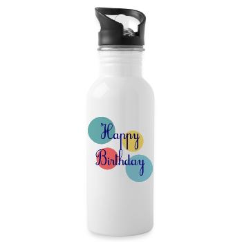 BIRTHDAY. HAPPY BIRTHDAY. HAPPY BIRTHDAY. - Water bottle with straw - white - Right