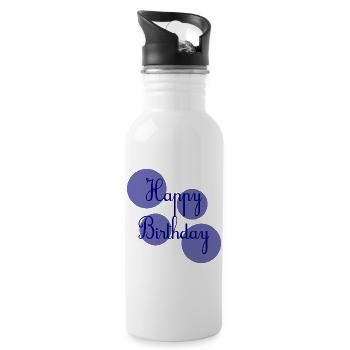 BIRTHDAY. HAPPY BIRTHDAY. HAPPY BIRTHDAY. - Water bottle with straw - white - Right