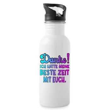 ABSCHIEDSGESCHENKE DANKESCHÖN - BESTE ZEIT - Trinkflasche mit integriertem Trinkhalm - Weiß - Rechts