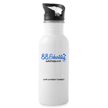 88 Geburtstag Gästebuch - 88 Jahre Geschenk - Trinkflasche mit integriertem Trinkhalm - Weiß - Rechts
