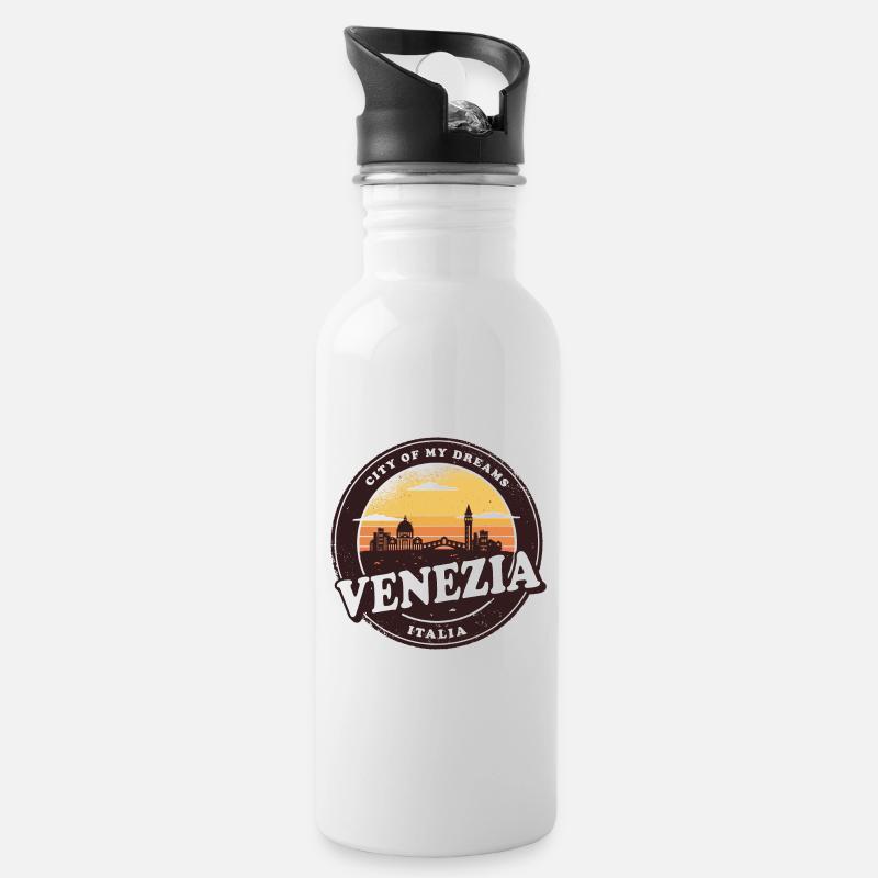Design vintage de Venise - Gourde avec paille intégrée - blanc