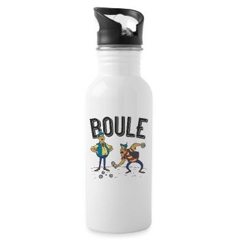 Petanque two players with boules balls boules boule - Water bottle with straw - white - Right