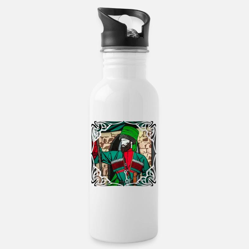 Sheikh Mansur - Trinkflasche mit integriertem Trinkhalm - Weiß