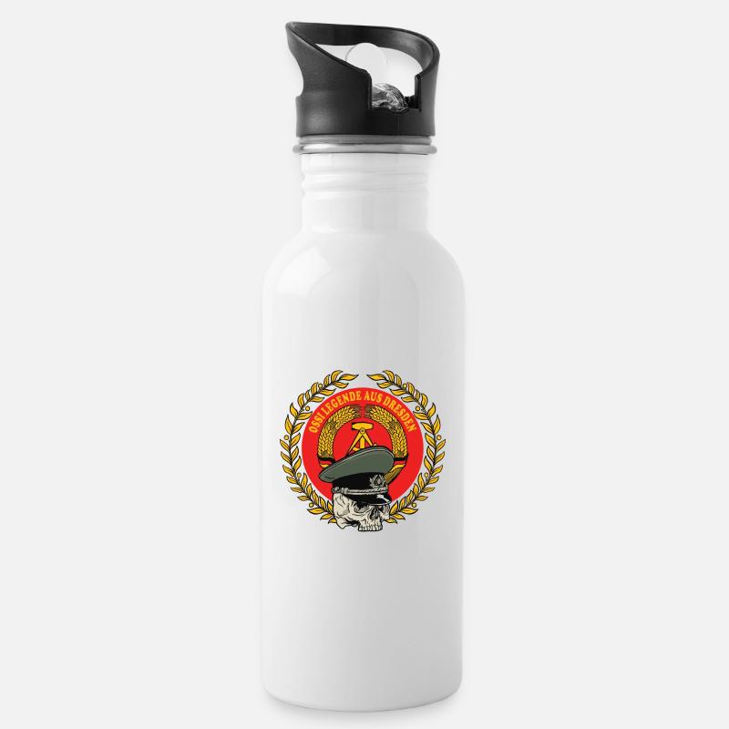 Légende Ossi du design de la RDA / DDR de Dresde - Gourde avec paille intégrée - blanc