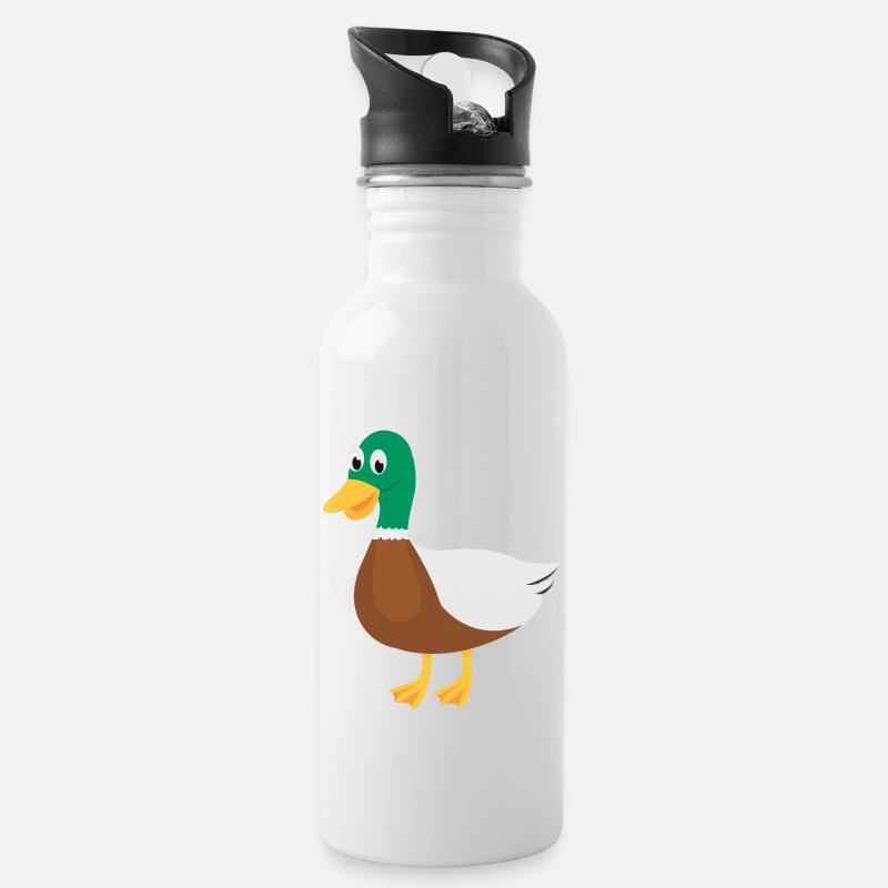 Ente - Trinkflasche mit integriertem Trinkhalm - Weiß