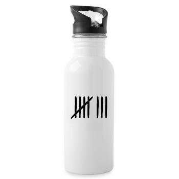 8. Geburtstag Strichliste 8 Jahre alt - Trinkflasche mit integriertem Trinkhalm - Weiß - Rechts
