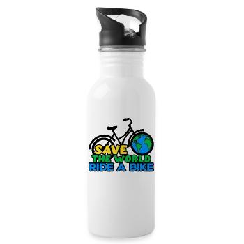 Umwelt Mutter Erde Statement Umweltschutz - Trinkflasche mit integriertem Trinkhalm - Weiß - Rechts