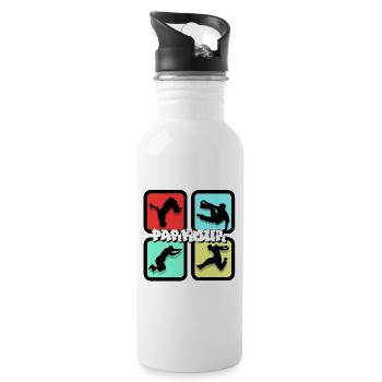 Parkour - Trinkflasche mit integriertem Trinkhalm - Weiß - Rechts