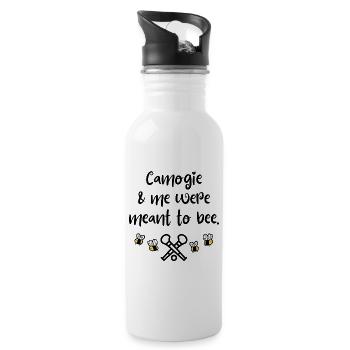 Camogie & ich sollten sein - Trinkflasche mit integriertem Trinkhalm - Weiß - Rechts