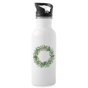 Weihnachtskranz mit roten Schleifen - Trinkflasche mit integriertem Trinkhalm - Weiß - Rechts