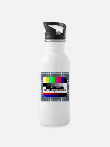 Retro Style Vintage Old School - Trinkflasche mit integriertem Trinkhalm - Weiß