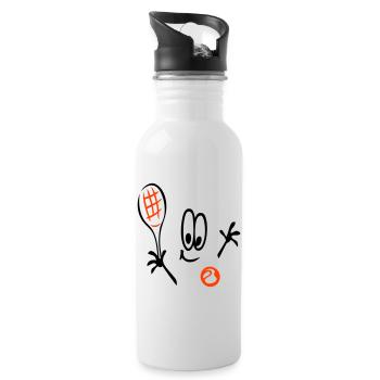 Tennis, Tennisball, Comic - Trinkflasche mit integriertem Trinkhalm - Weiß - Rechts
