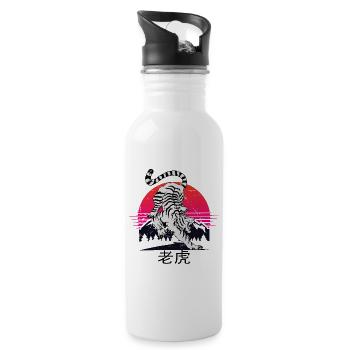 Chinesischer Weißer Tiger - Trinkflasche mit integriertem Trinkhalm - Weiß - Rechts