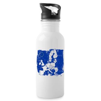 Blue Europe Map Silhouette - Trinkflasche mit integriertem Trinkhalm - Weiß - Rechts