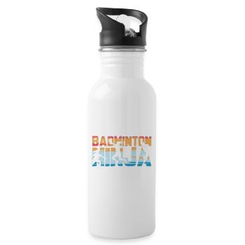 Badminton Ninja Badminton Spieler - Trinkflasche mit integriertem Trinkhalm - Weiß - Rechts