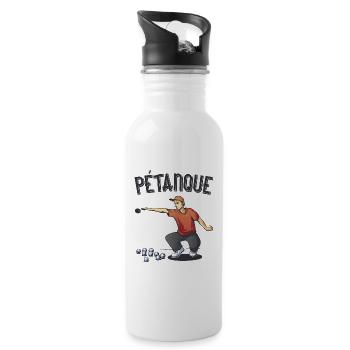 Petanque two players with boules balls boules boule - Water bottle with straw - white - Right