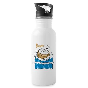 Dumpling in the Wave - Water bottle with straw - white - Right