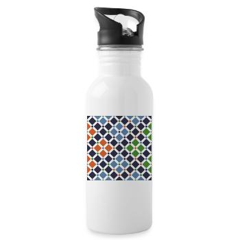 Tuiles andalouses 11 (Alhambra, Grenade) - Gourde avec paille intégrée - blanc - Droite