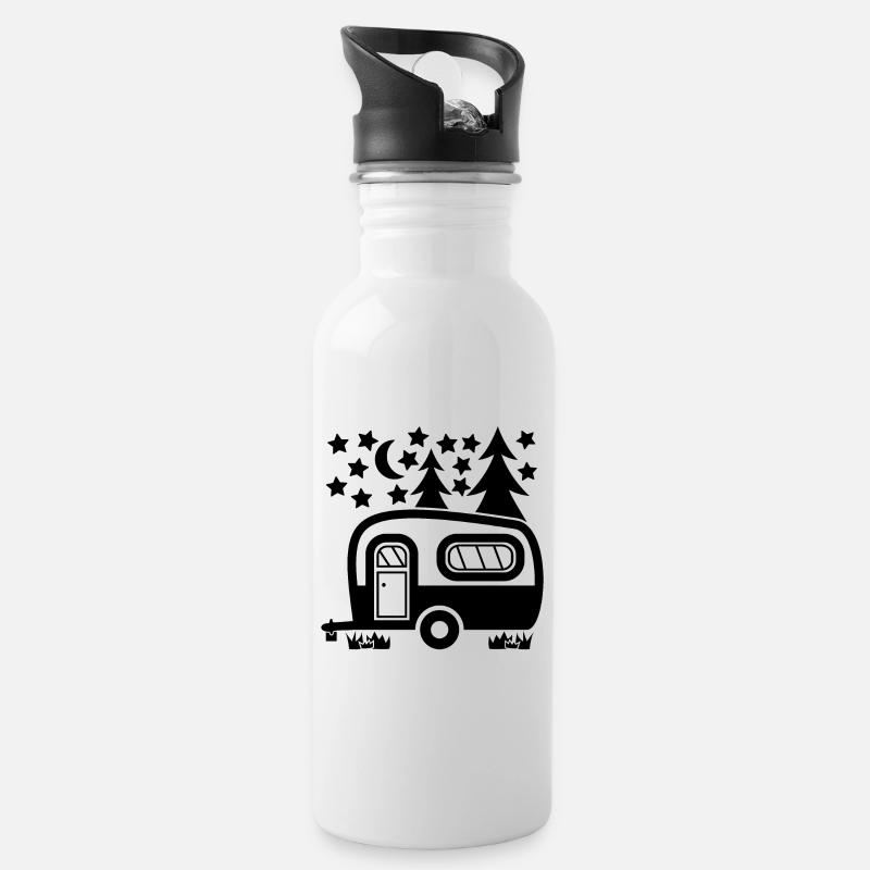 Wohnmobil Wohnwagen - Trinkflasche mit integriertem Trinkhalm - Weiß
