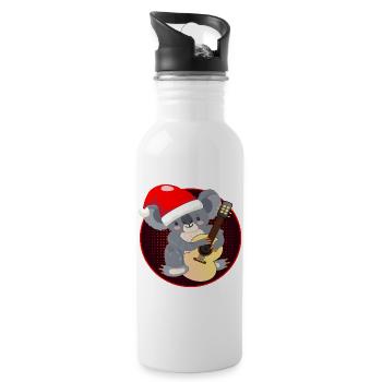 Koala Bear Christmas Guitar - Water bottle with straw - white - Right