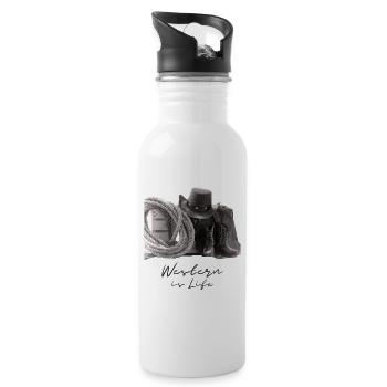 Western Life Cowboy Boots Lasso - Water bottle with straw - white - Right