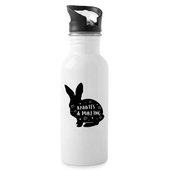 Rabbits & Hurling - Water bottle with straw - white - Right