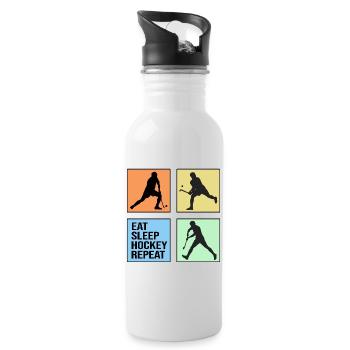 field hockey repeat hockey player retro - Water bottle with straw - white - Right