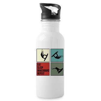 wakeboard wakeboarder cable water rat eat repeat - Water bottle with straw - white - Right