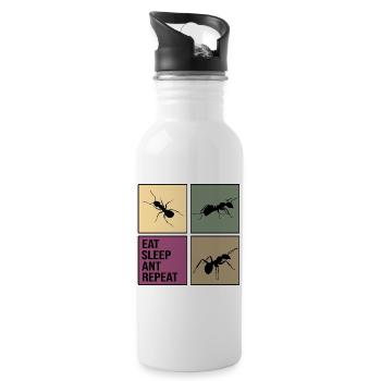 ameise repeat antityp retro ant ants ameisen anti - Trinkflasche mit integriertem Trinkhalm - Weiß - Rechts
