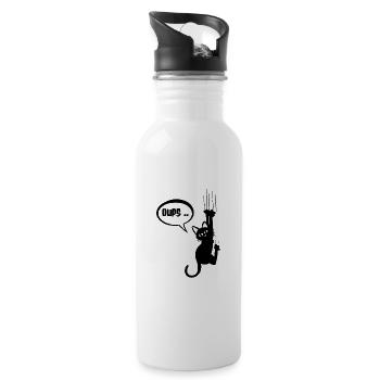 Hoppla.. schwarze Katze betises - Trinkflasche mit integriertem Trinkhalm - Weiß - Rechts