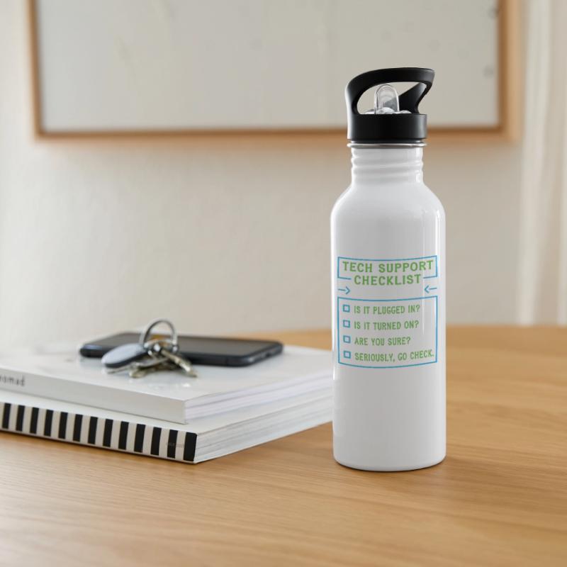 Tech Support Checklist Coding Shirt For Trinkflasche mit integriertem Trinkhalm