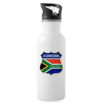 Johannesburg Afrique du Sud Armoiries Drapeaux Design - Gourde avec paille intégrée - blanc - Droite