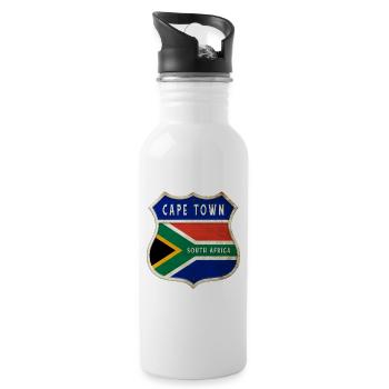 Kapstadt Südafrika Wappen Flaggen Design - Trinkflasche mit integriertem Trinkhalm - Weiß - Rechts
