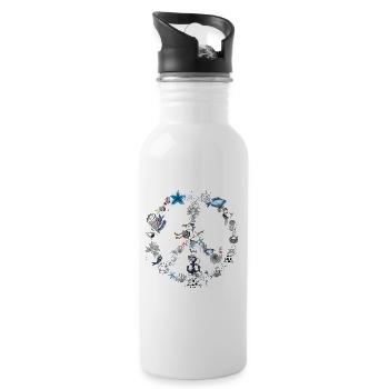 Peace - Trinkflasche mit integriertem Trinkhalm - Weiß - Rechts