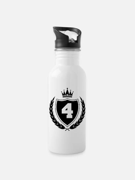 wappen 4 - Trinkflasche mit integriertem Trinkhalm - Weiß