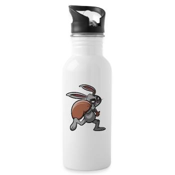 Bankräuber - Hase auf Beutezug Überfall Ganove - Trinkflasche mit integriertem Trinkhalm - Weiß - Rechts