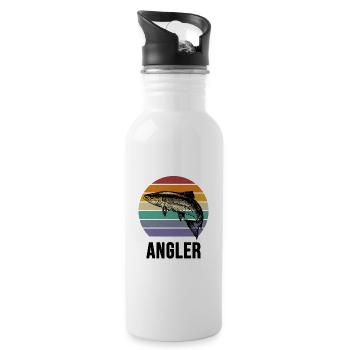 Angler und Fische - Trinkflasche mit integriertem Trinkhalm - Weiß - Rechts