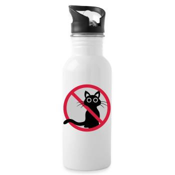 Cat forbidden sign - Water bottle with straw - white - Right