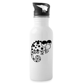 Chameleon – Color-changing reptile, stylish Vinta - Water bottle with straw - white - Right