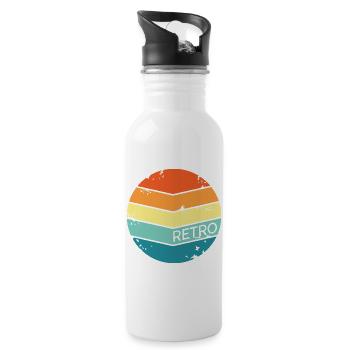 retro symbol circle circles logo symbols classic - Water bottle with straw - white - Right