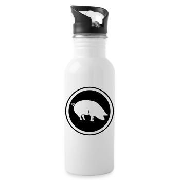 Pig Animal - Water bottle with straw - white - Right