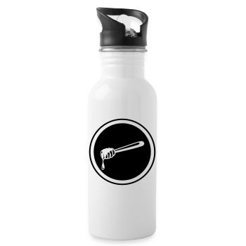 Stick chisel symbol beekeeper - Water bottle with straw - white - Right