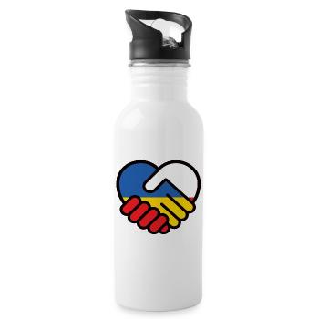 Poland Ukraine Heart pokój pański, pokój Ukrainy - Water bottle with straw - white - Right