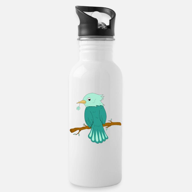 Glücksbringer - Trinkflasche mit integriertem Trinkhalm - Weiß