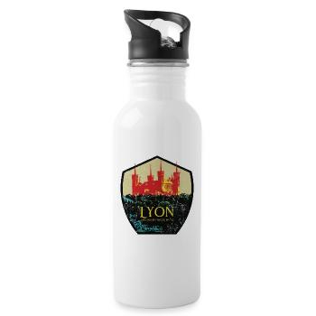 Lyon France est ma ville natale - Gourde avec paille intégrée - blanc - Droite