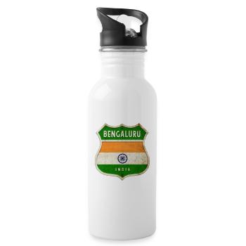 Bengaluru Inde Armoiries Drapeaux Design - Gourde avec paille intégrée - blanc - Droite